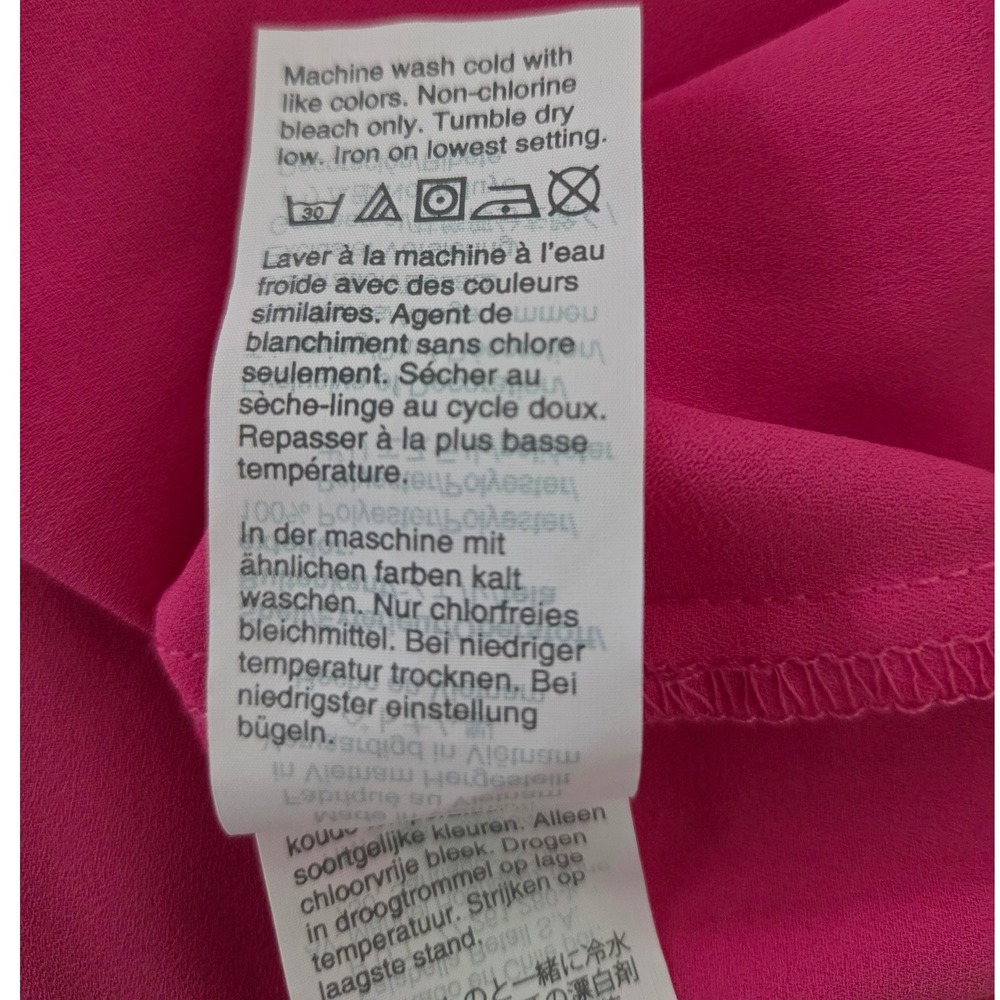 J.Crew Womens Hot Pink V-Neck Button Front Smock Cuff Blouse Sz 14 Professional - Picture 5 of 5